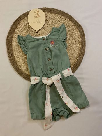 Combi été fille verte ceinture