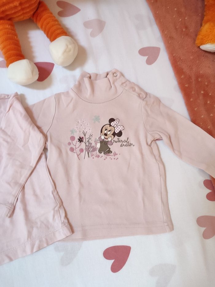 Lot de 4 tee-shirts manches longues - Rose pâle - 12 mois - Très bon état - photo numéro 5