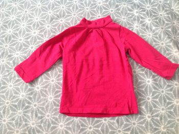 Tee-shirt a col roulé rose fuchsia DPAM - 3 mois