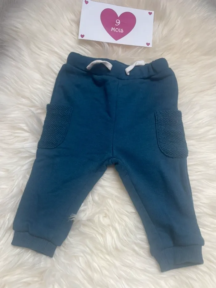 9 mois - pantalon jogging bleu - photo numéro 2