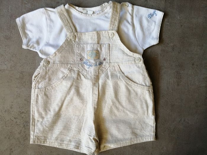 Salopette courte et t shirt 9 mois à 1 an Plage d'été