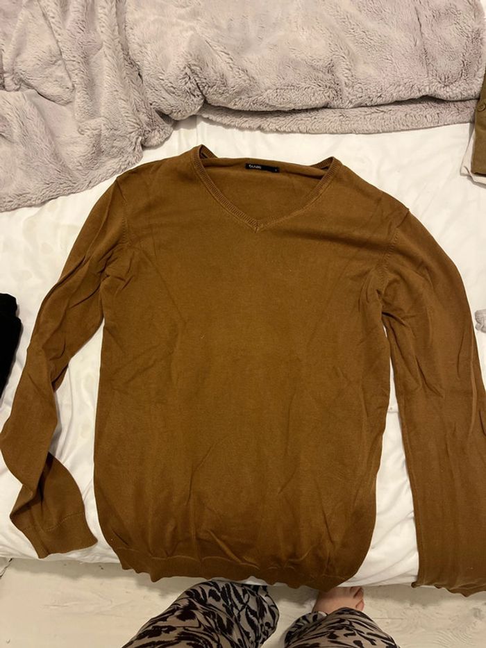 Pull marron homme