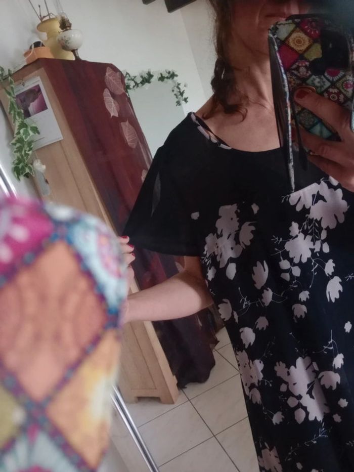 Robe été  46 type voile noir et greige c36 - photo numéro 6
