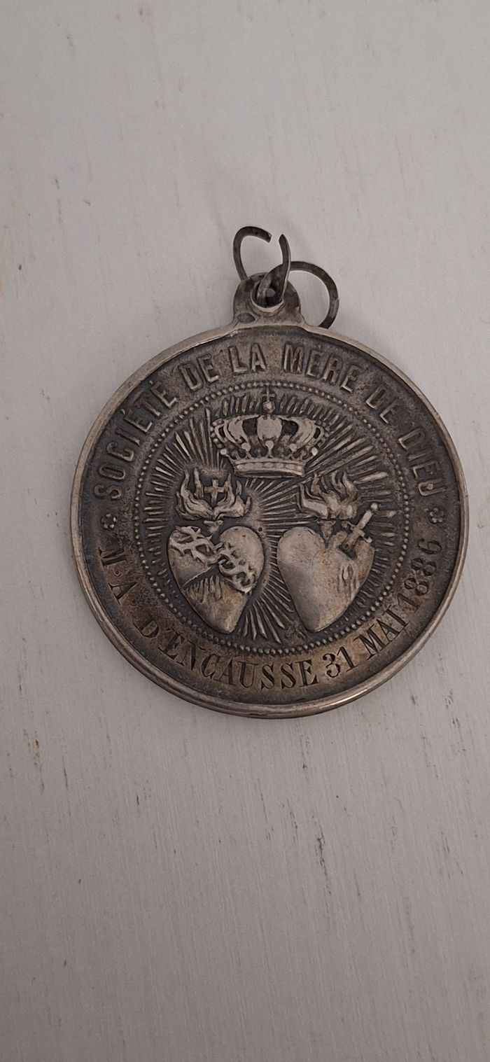 Médaille ancienne religion ,marie,M.A D'encausse 1886 - photo numéro 3
