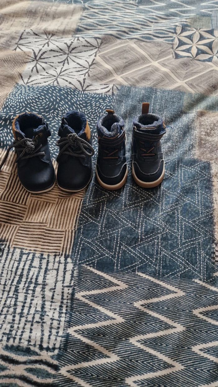 Lot de 2 Paires de bottines garçons bleues,1 Creeks T 19,1 Obaibi T 20