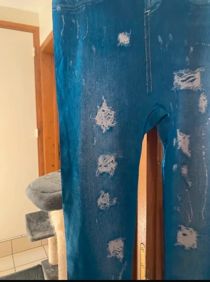 Leggings effet jeans bleu destroy – Taille XXL – Marque OSE – Très bon état - photo numéro 2