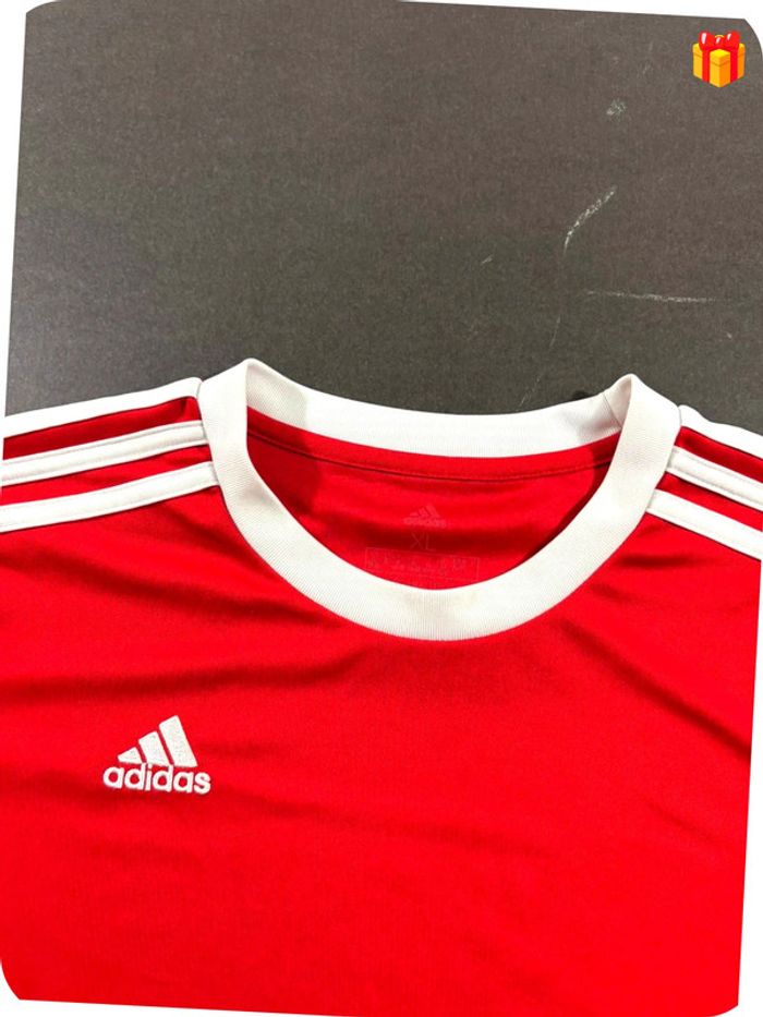 T-shirt Adidas logo brodé rouge et blanc taille XL - photo numéro 5