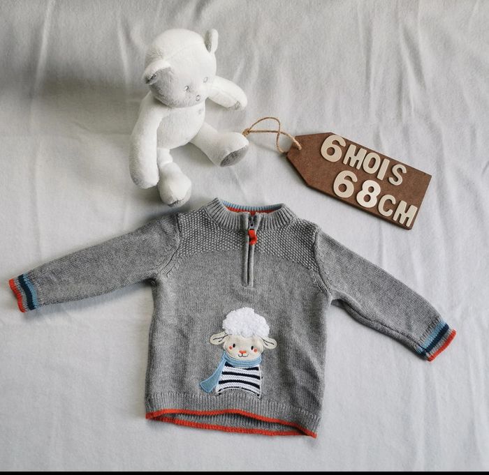 Pull 👣 20 % laine, sergent major, 6 mois