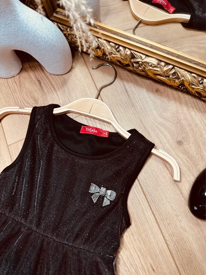 Taille 3 ans robe fête fille Tissaia noire et argenté * scintillant * 🌺 - photo numéro 2