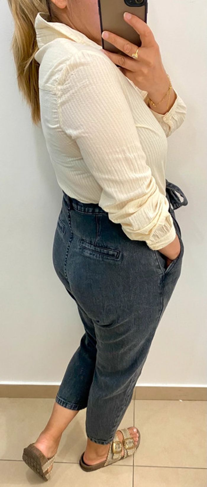 Chemise crème Mango Taille M - photo numéro 6