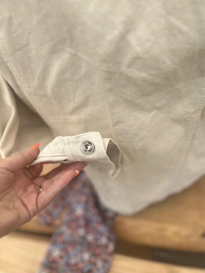 Été chemise Veste loose longue en jean beige crème taille XS 34 S 36 - photo numéro 5