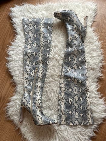 Bottes cuissardes simili cuir imprimé python T.6 (39) PrettyLittleThing TBE 🐍