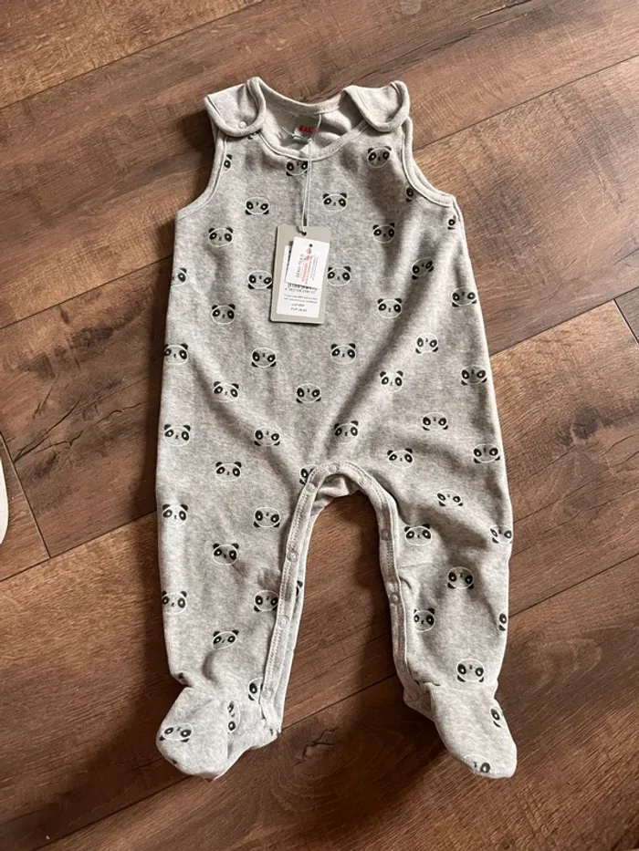 Pyjama débardeur gris panda 6 mois - photo numéro 2