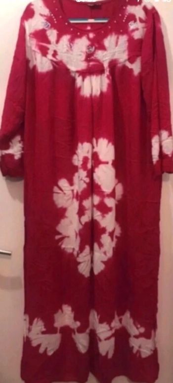 Robe été orientale femme longue zouk orientale demie manche Bordeaux blanc taille L