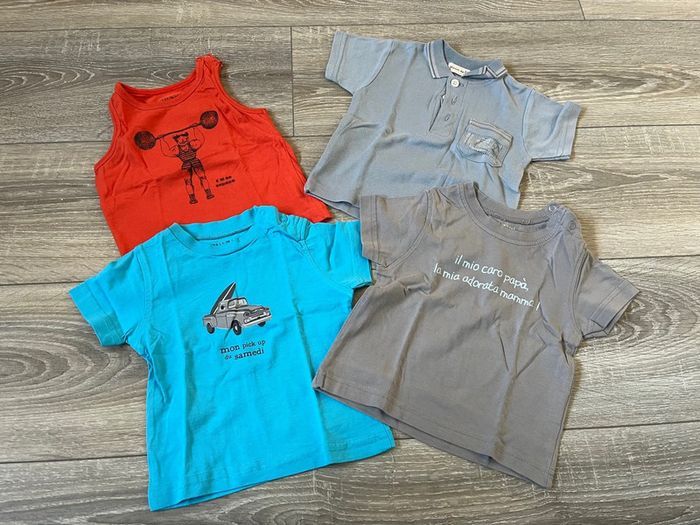 Lot t-shirt bébé garçon 6 mois manches courtes - photo numéro 1