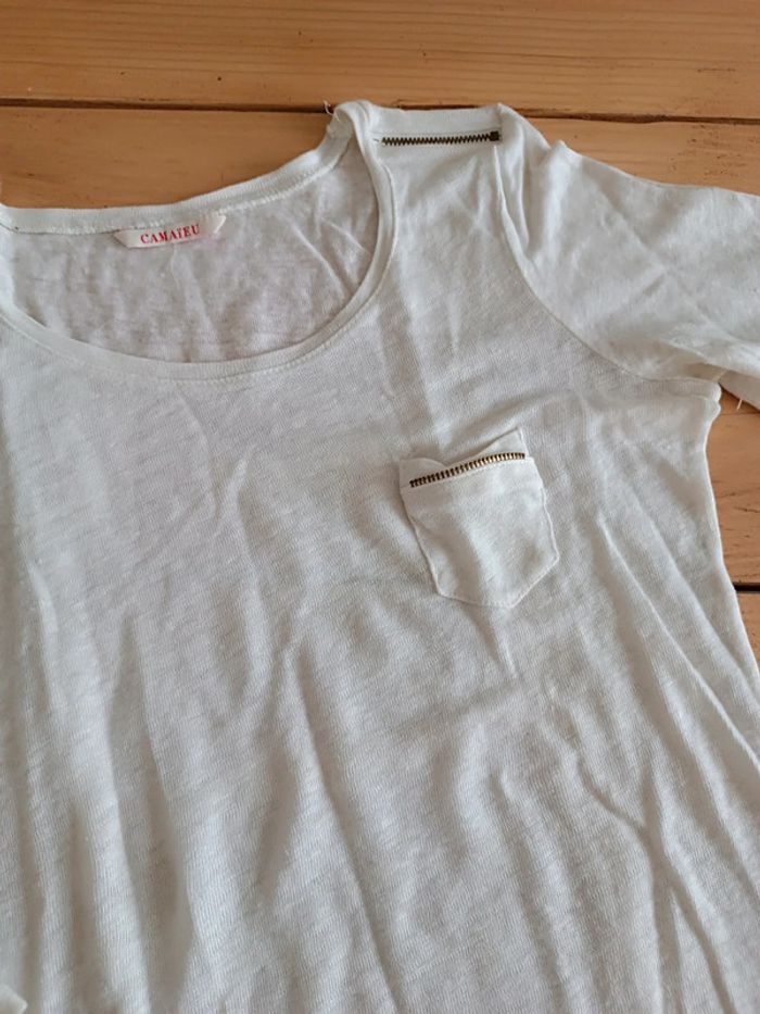 Tee-shirt manches longues blanc taille 2 - photo numéro 2