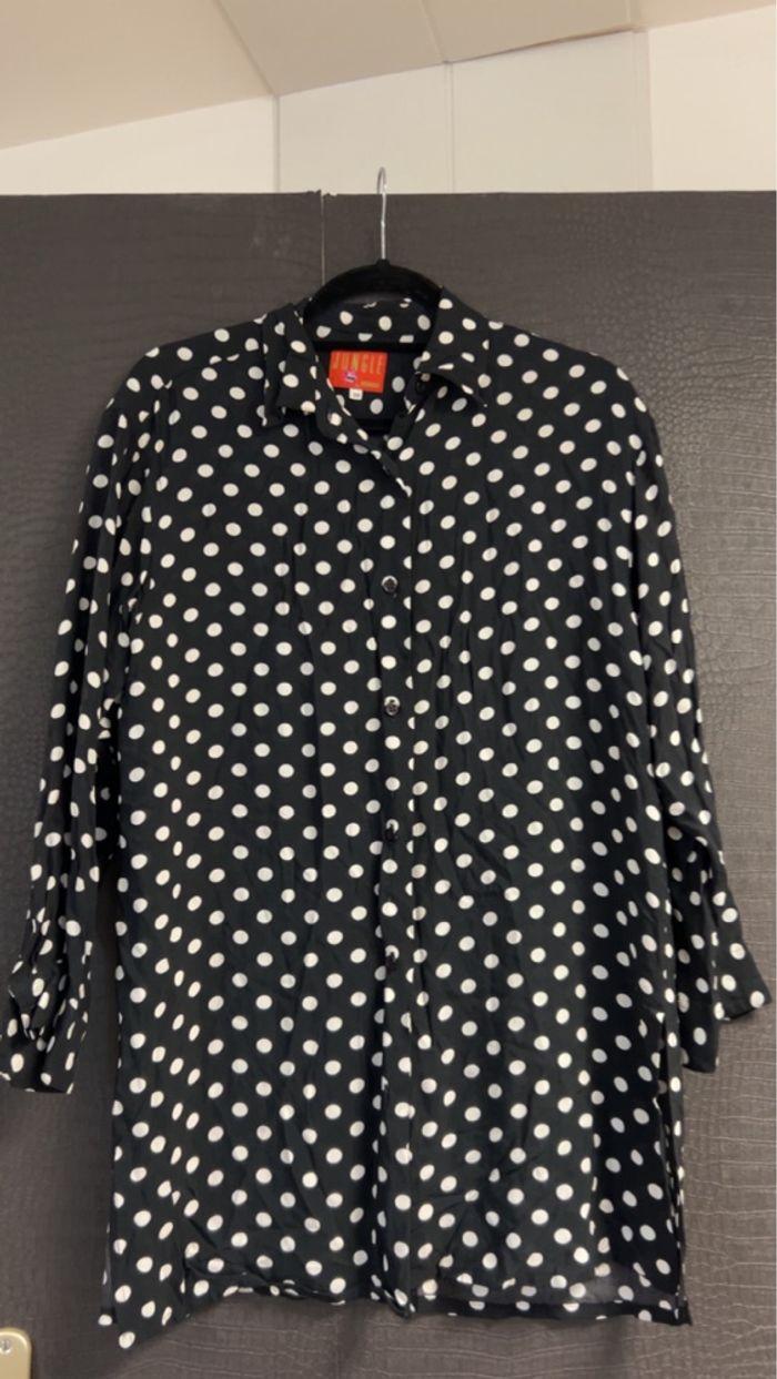 Chemise à pois noire et blanche – Style vintage chic - photo numéro 5