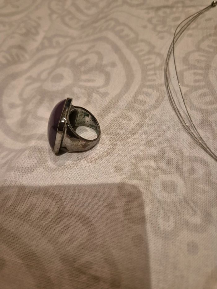 Collier et bague bordeaux - photo numéro 3