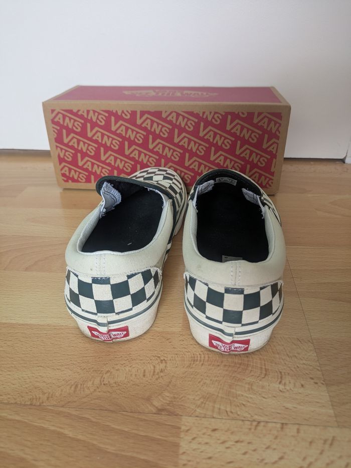 Vans classic slip-on damier vert et blanc - photo numéro 4