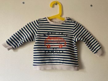 sweat pull rayé imprimé bus bébé 6 mois