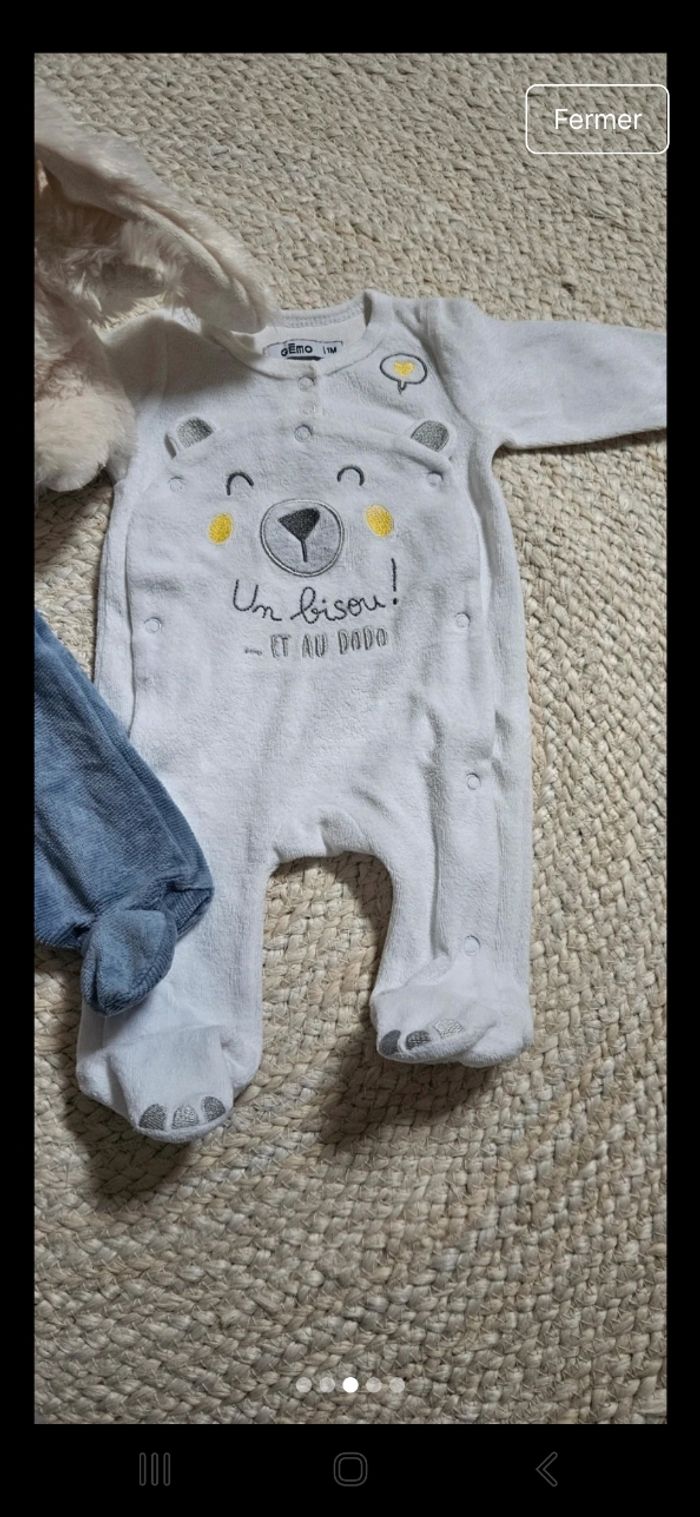 Lot de 2 pyjamas velours 1 mois - photo numéro 3