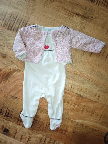 Joli ensemble salopette + veste Obaibi 3 mois