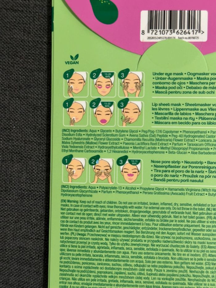 Kit Masque à l’avocat en tissu 3-en-1 Nez Yeux Lèvres - photo numéro 2