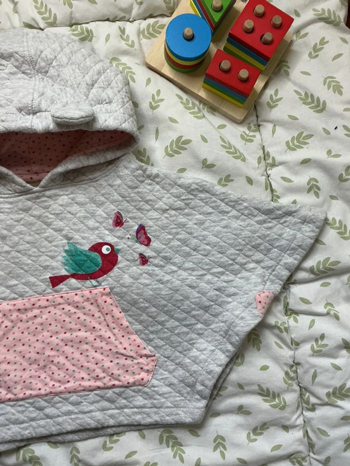 Poncho à capuche gris poche devant boîte à malices 18 mois - photo numéro 4