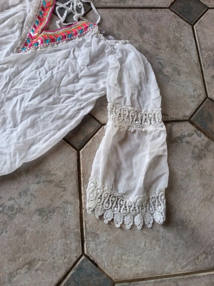 Chemise blouse dentelle taille unique manche - photo numéro 4