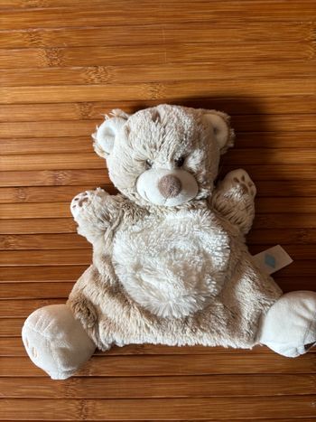 Doudou marionnette ours beige blanc tex baby neuf