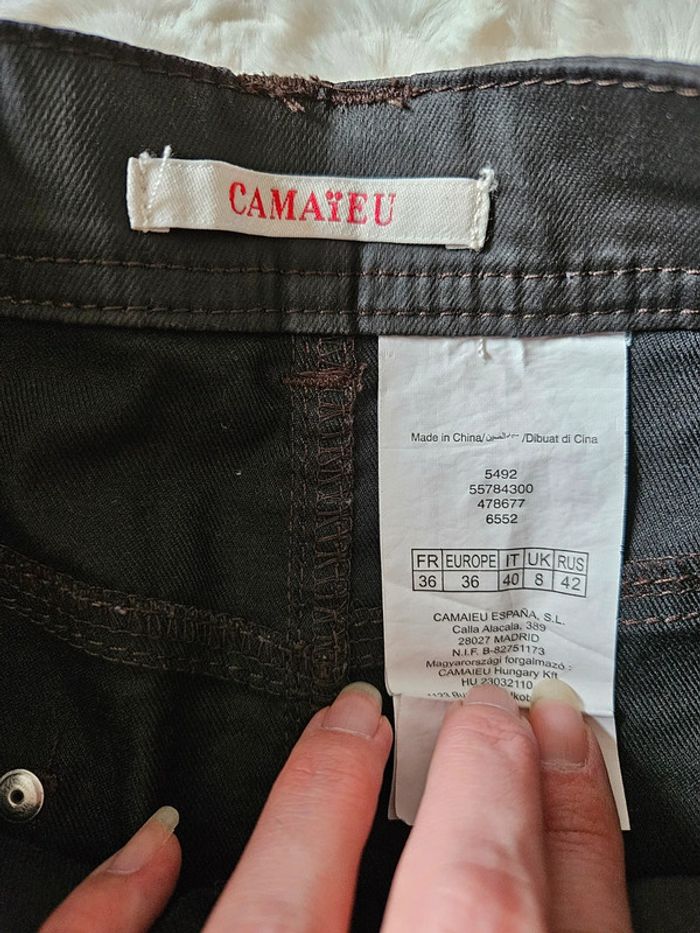 Jupe marron foncé enduit taille 36 Camaieu - photo numéro 3