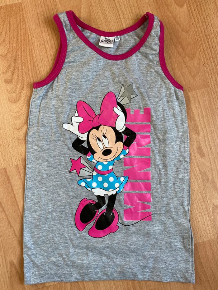 Joli débardeur gris et rose « Minnie » T. 7-8 ans/122-128 cm fille neuf