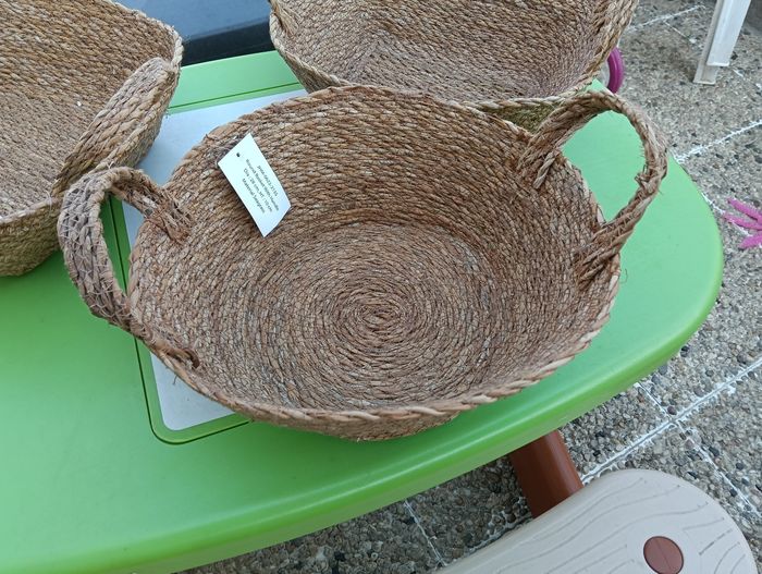 3 panières large en toile de jute neuves - photo numéro 4