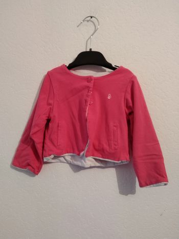 gilet réversible rose et blanc okaidi fille 18 mois