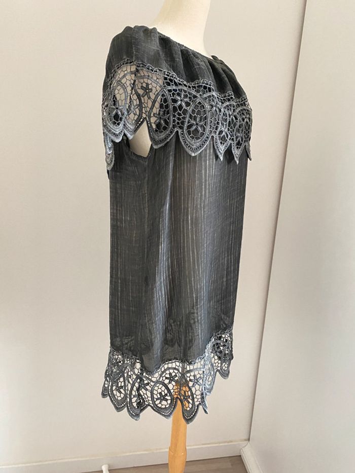 Robe bustier gris foncé en dentelle - photo numéro 2