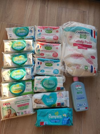 Lot change bébé : lingettes, coton, eau micellaire