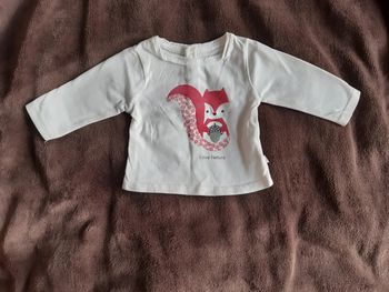 T shirt manches longues obaibi 1 mois écureuil rose