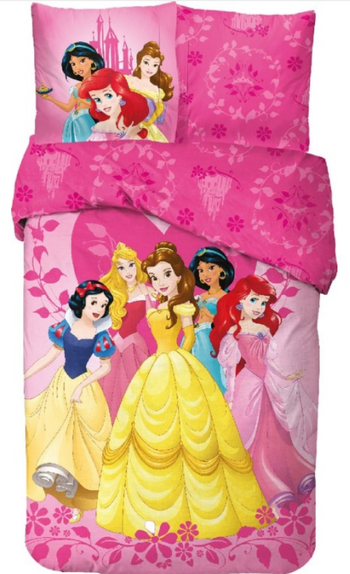 Parure de lit simple Princesse - 1 housse de couette + 1 taie d'oreiller - 100% coton