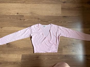 Cache-cœur de danse rose manches longues 10/12 ans