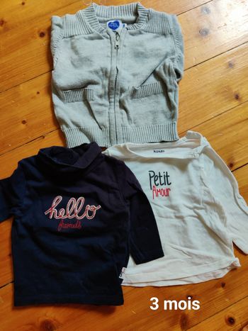 1 gilet, 4 t-shirts ML et MC garçon 3m