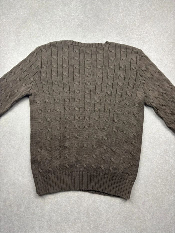 Pull d’hiver torsadé en maille Ralph Lauren marron col rond taille M - photo numéro 3