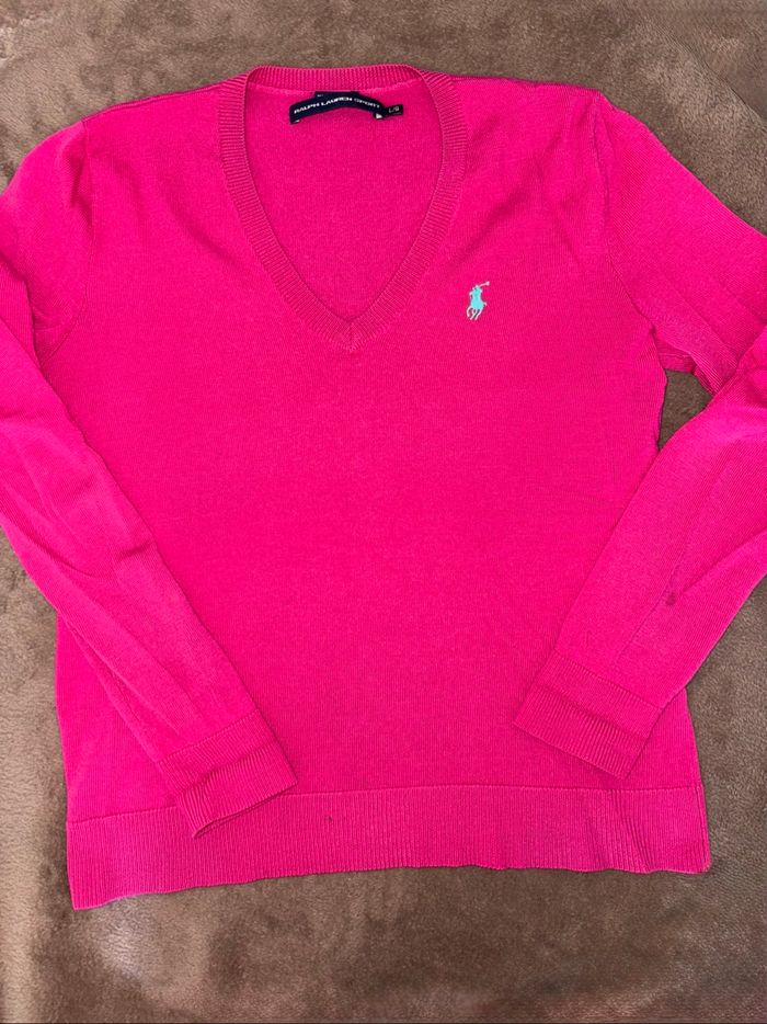 Pull rose Ralph Lauren sport femme taille L en bon état - photo numéro 5