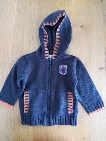 Gilet zippé à capuche marron TrickyTracks 12 mois