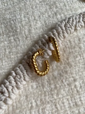 Boucles d’oreilles acier créoles ovales torsadées