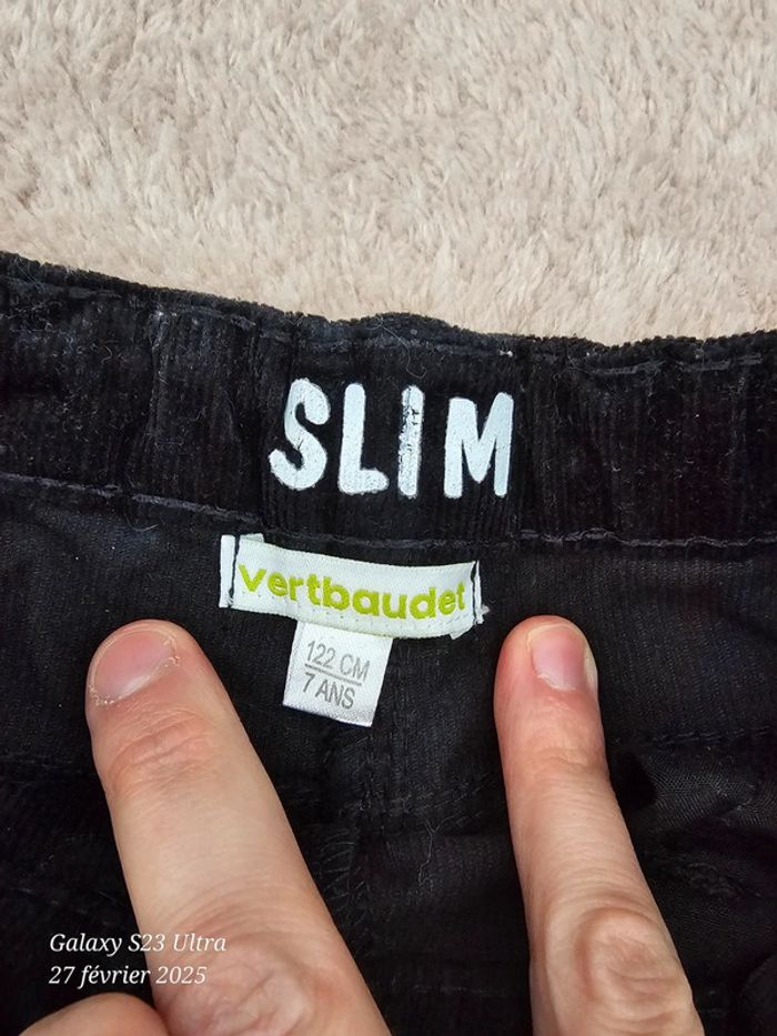 Pantalon slim vertbaudet velours noir 7 ans - photo numéro 2