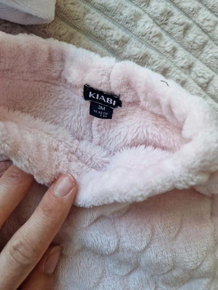 Pyjama 2 pièces molletonné blanc et rose kiabi bébé fille 3 mois - photo numéro 2
