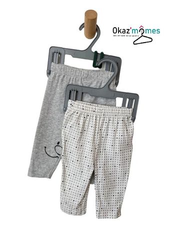 LOT de 2 leggings (1 gris, 1 blanc et gris) - Noukie's 1 mois (56cm)