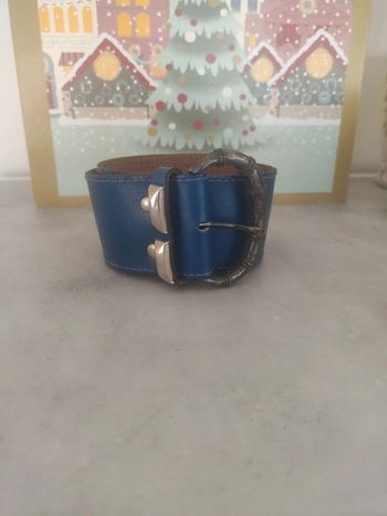Vintage ceinture en croûte de cuir bleu