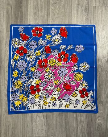 Foulard à fleurs multicolore Jacques Esterel Vintage 75x75cm