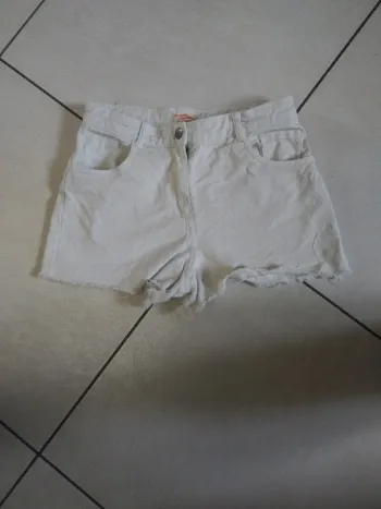 Short court jeans blanc 12 ans